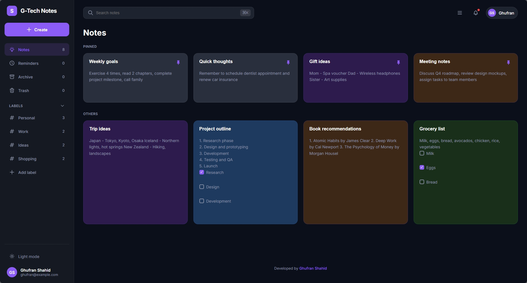 G-Tech Notes Website